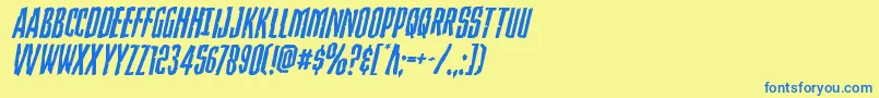 Strangerdangerexpandital Font – Blue Fonts on Yellow Background