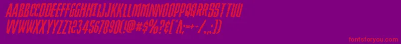 Strangerdangerexpandital-Schriftart – Rote Schriften auf violettem Hintergrund