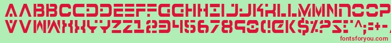 フォント7thServiceCondensed – 赤い文字の緑の背景