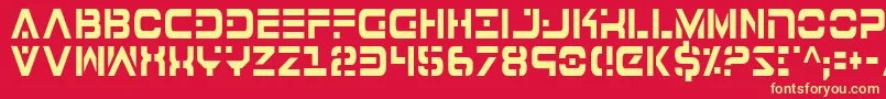 Fonte 7thServiceCondensed – fontes amarelas em um fundo vermelho