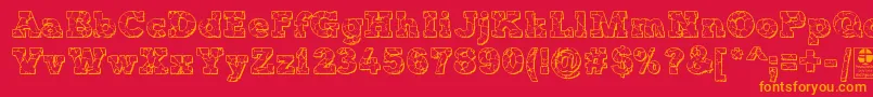 TyposterRockOnShadowedDemo Font – Orange Fonts on Red Background