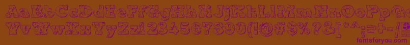 TyposterRockOnShadowedDemo Font – Purple Fonts on Brown Background