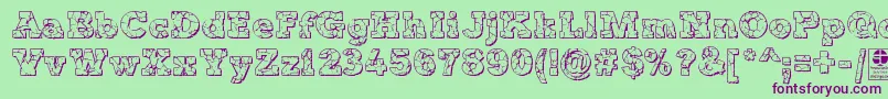 TyposterRockOnShadowedDemo Font – Purple Fonts on Green Background