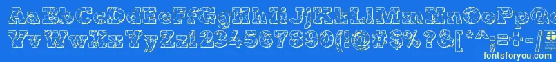 TyposterRockOnShadowedDemo Font – Yellow Fonts on Blue Background