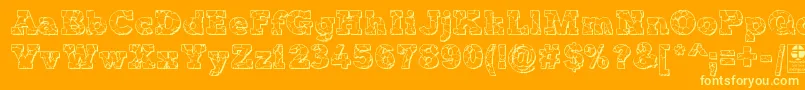 フォントTyposterRockOnShadowedDemo – オレンジの背景に黄色の文字