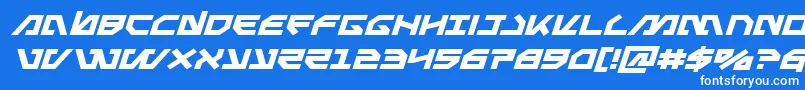 Шрифт Metalstormexpandital – белые шрифты на синем фоне
