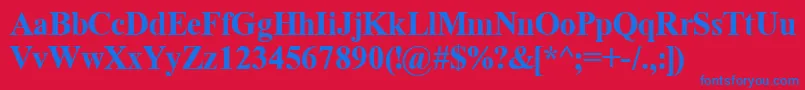 TimeRomanBold-Schriftart – Blaue Schriften auf rotem Hintergrund
