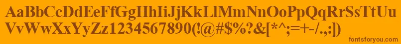 TimeRomanBold-Schriftart – Braune Schriften auf orangefarbenem Hintergrund