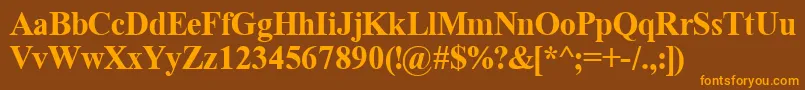 TimeRomanBold-Schriftart – Orangefarbene Schriften auf braunem Hintergrund
