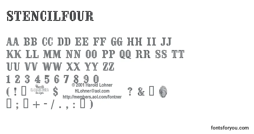 A fonte StencilFour – alfabeto, números, caracteres especiais