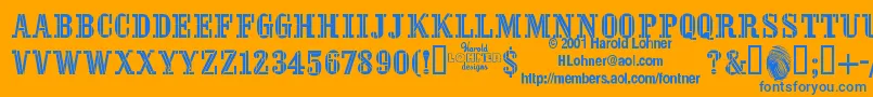 StencilFour Font – Blue Fonts on Orange Background