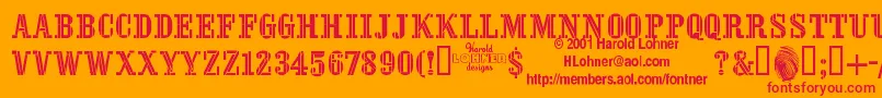 StencilFour Font – Red Fonts on Orange Background