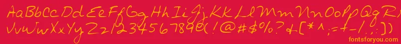 Lehn014 Font – Orange Fonts on Red Background