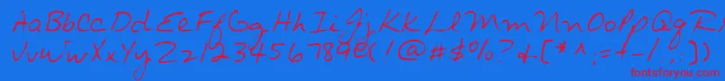 Lehn014 Font – Red Fonts on Blue Background