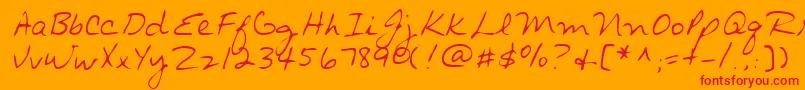 Lehn014-Schriftart – Rote Schriften auf orangefarbenem Hintergrund