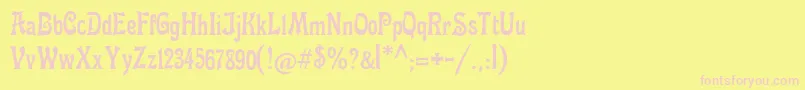 フォントFettemikado – ピンクのフォント、黄色の背景