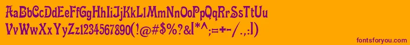 Fettemikado-Schriftart – Violette Schriften auf orangefarbenem Hintergrund