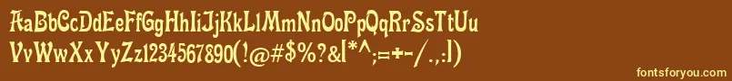 Fettemikado-fontti – keltaiset fontit ruskealla taustalla