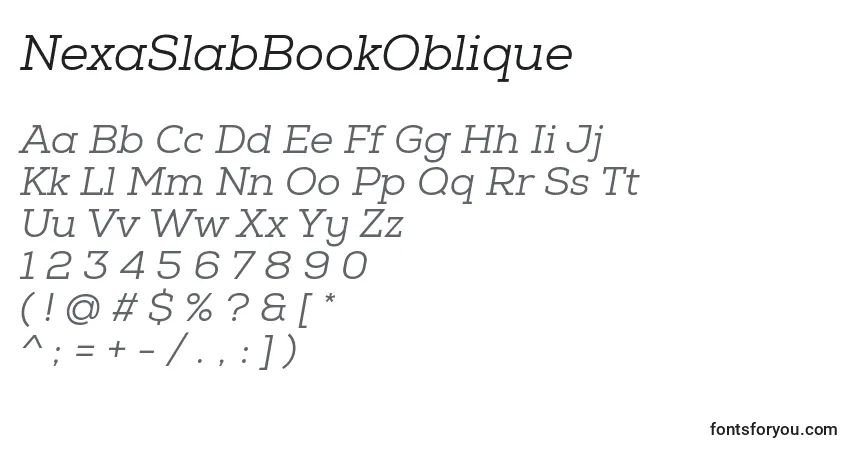 Шрифт NexaSlabBookOblique – алфавит, цифры, специальные символы
