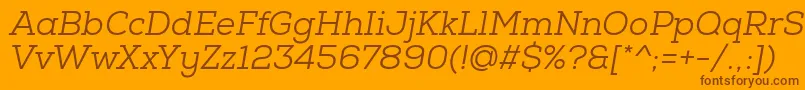 Fonte NexaSlabBookOblique – fontes marrons em um fundo laranja