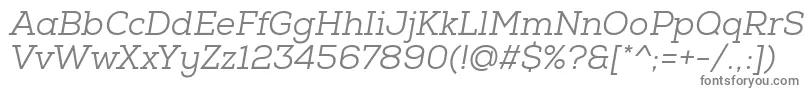 フォントNexaSlabBookOblique – 白い背景に灰色の文字