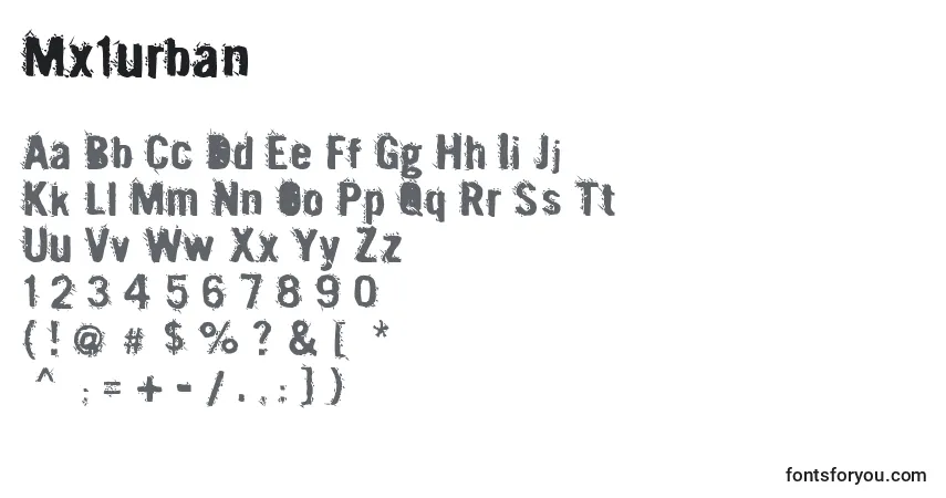 Czcionka Mx1urban – alfabet, cyfry, specjalne znaki