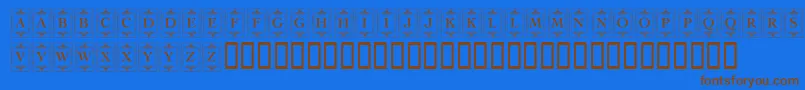 KrDecoCapsOne-fontti – ruskeat fontit sinisellä taustalla