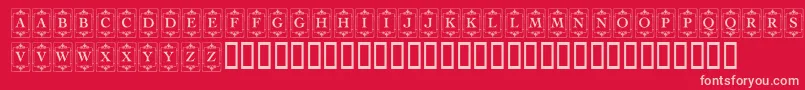 KrDecoCapsOne-fontti – vaaleanpunaiset fontit punaisella taustalla