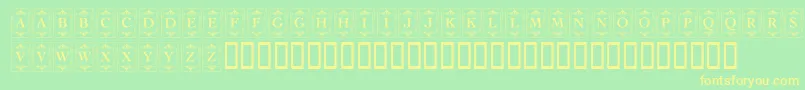 フォントKrDecoCapsOne – 黄色の文字が緑の背景にあります