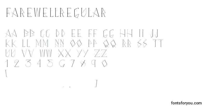 Czcionka FarewellRegular – alfabet, cyfry, specjalne znaki