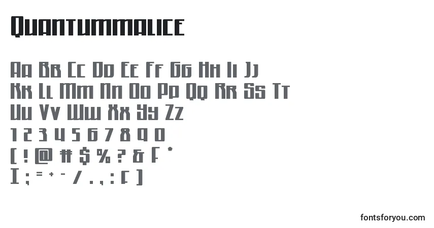 Czcionka Quantummalice – alfabet, cyfry, specjalne znaki
