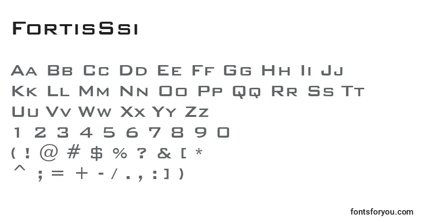 Czcionka FortisSsi – alfabet, cyfry, specjalne znaki