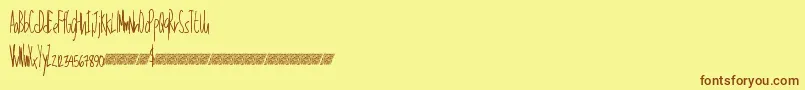 Talkinglouder-Schriftart – Braune Schriften auf gelbem Hintergrund
