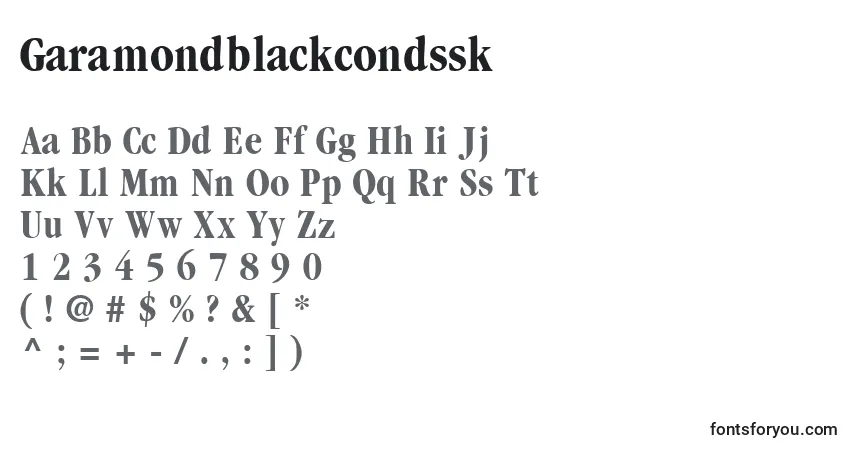 Czcionka Garamondblackcondssk – alfabet, cyfry, specjalne znaki