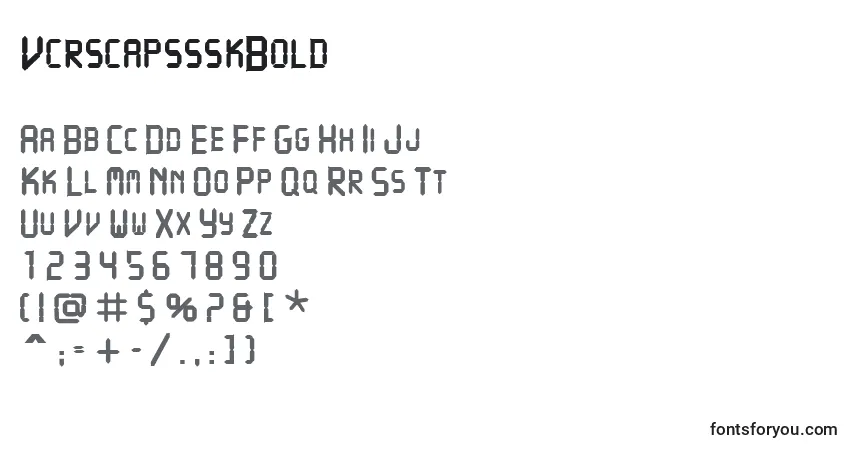 Шрифт VcrscapssskBold – алфавит, цифры, специальные символы