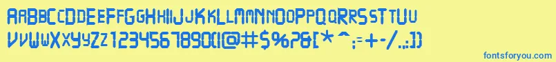 VcrscapssskBold Font – Blue Fonts on Yellow Background