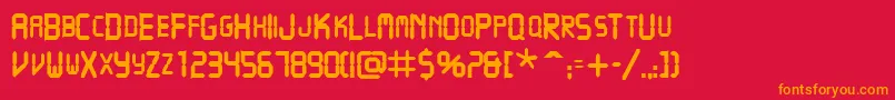 VcrscapssskBold Font – Orange Fonts on Red Background