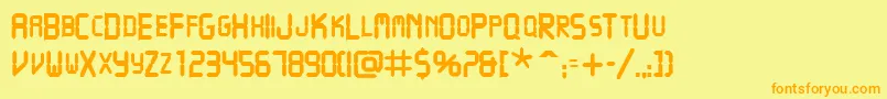 VcrscapssskBold Font – Orange Fonts on Yellow Background