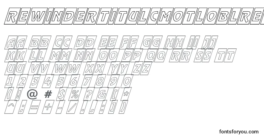 A fonte RewindertitulcmotloblRegular – alfabeto, números, caracteres especiais