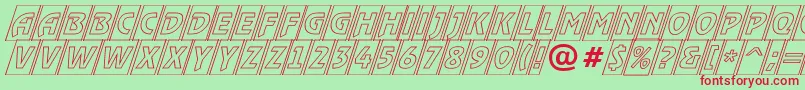 RewindertitulcmotloblRegular-Schriftart – Rote Schriften auf grünem Hintergrund