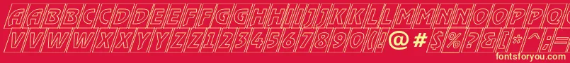 RewindertitulcmotloblRegular-Schriftart – Gelbe Schriften auf rotem Hintergrund