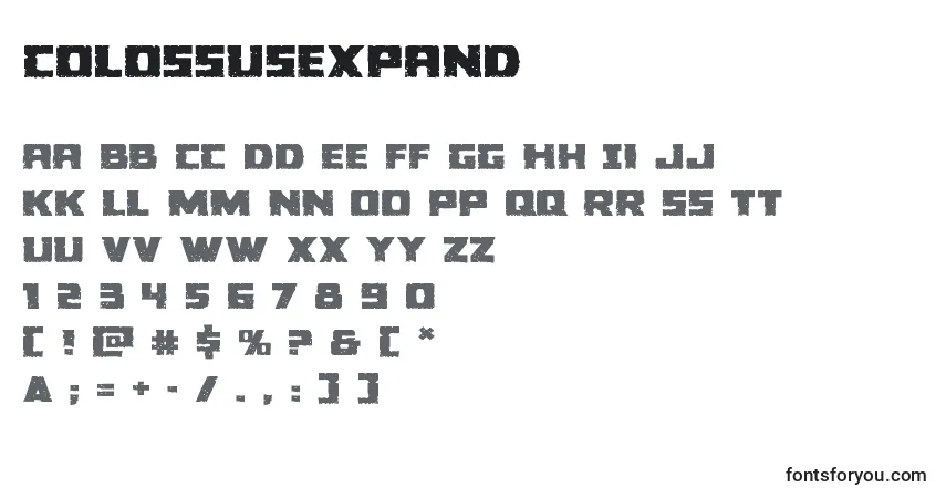 Colossusexpand-fontti – aakkoset, numerot, erikoismerkit