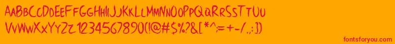 More about BrowncrowPersonalUseOnly Font BrowncrowPersonalUseOnly Font – Red Fonts on Orange Background