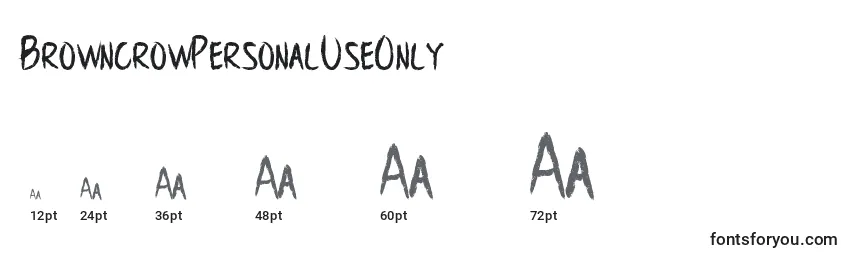 BrowncrowPersonalUseOnly (69331) Font Sizes