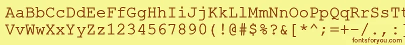 フォントErKurier1251 – 茶色の文字が黄色の背景にあります。