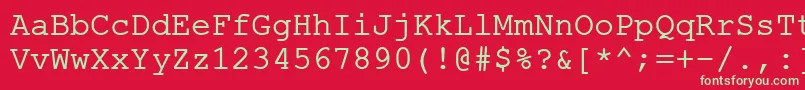 フォントErKurier1251 – 赤い背景に緑の文字