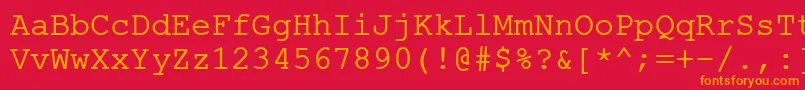 ErKurier1251-fontti – oranssit fontit punaisella taustalla