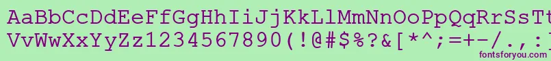 ErKurier1251-fontti – violetit fontit vihreällä taustalla