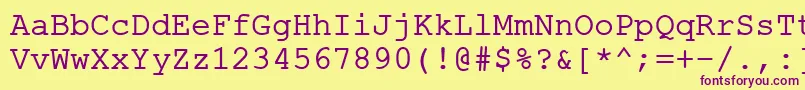 ErKurier1251-fontti – violetit fontit keltaisella taustalla