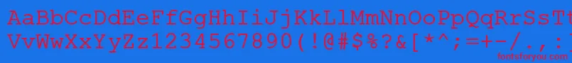 Czcionka ErKurier1251 – czerwone czcionki na niebieskim tle